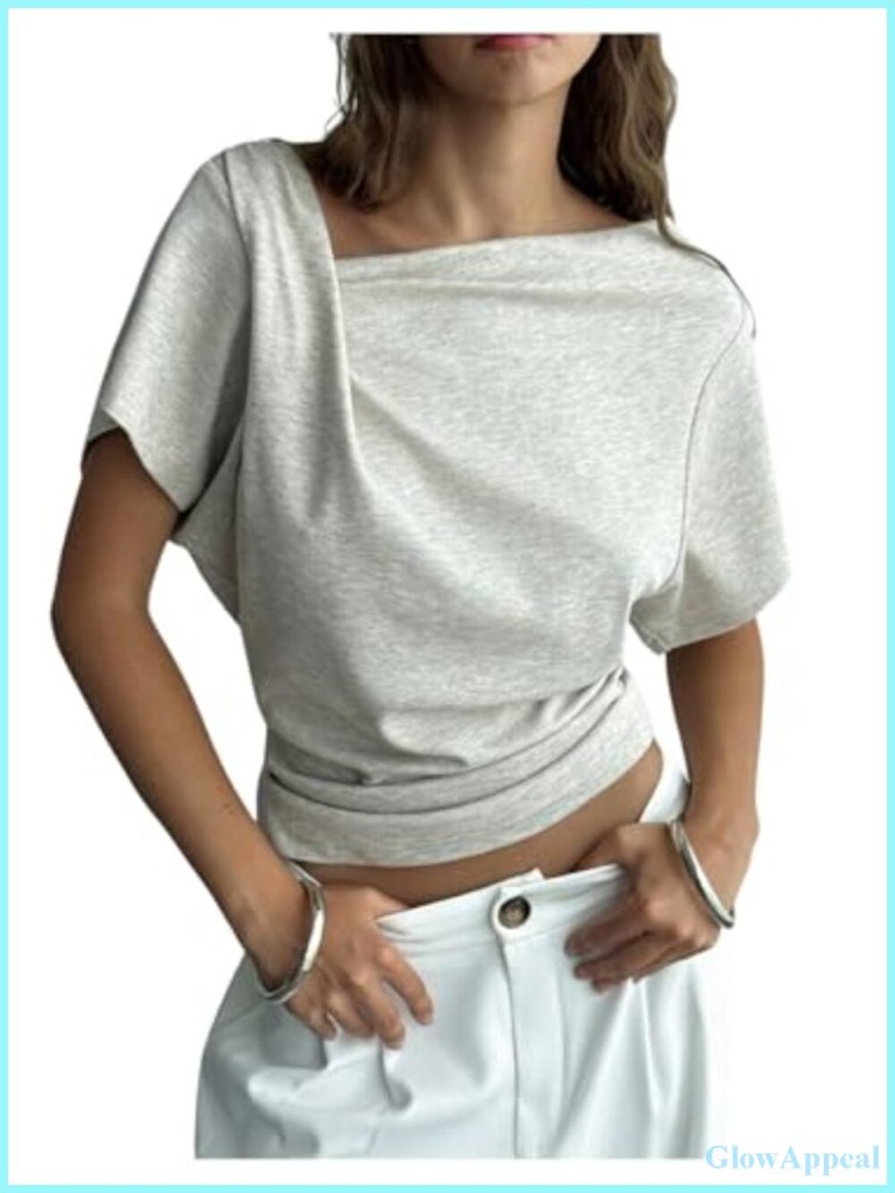 Dolman Sleeve V Neck Asymmetrical Top Cinched Waist Dressy Going Out Tee
